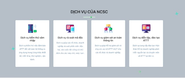 Các dịch vụ của NCSC dành cho doanh nghiệp