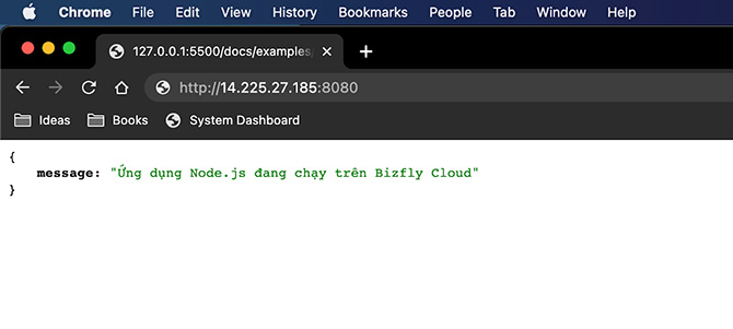 Ứng dụng đã chạy thành công