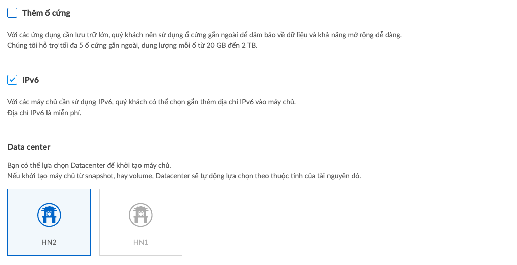 Chọn nơi đặt máy chủ