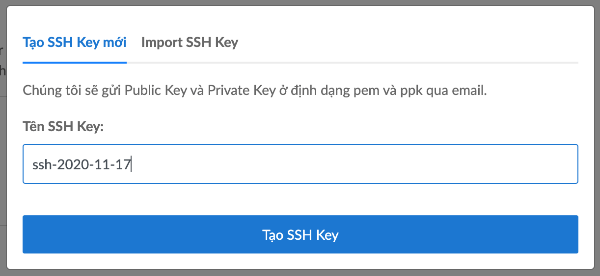 Tạo SSH Key mới