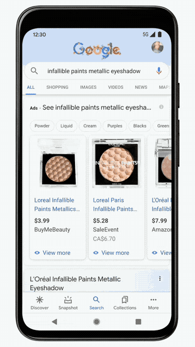 Tính năng thử trang điểm trên Google