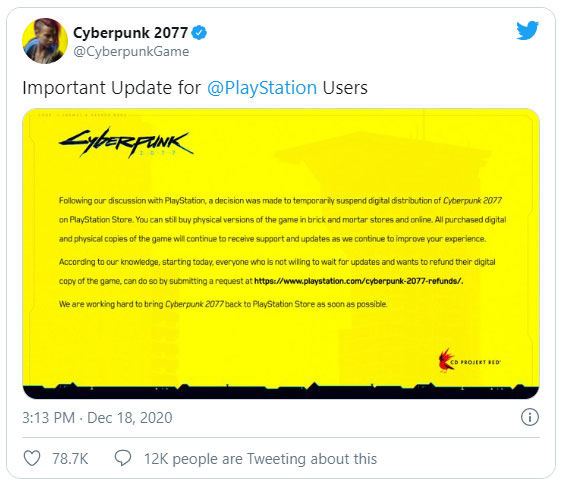 Thông báo từ CD Projekt Red