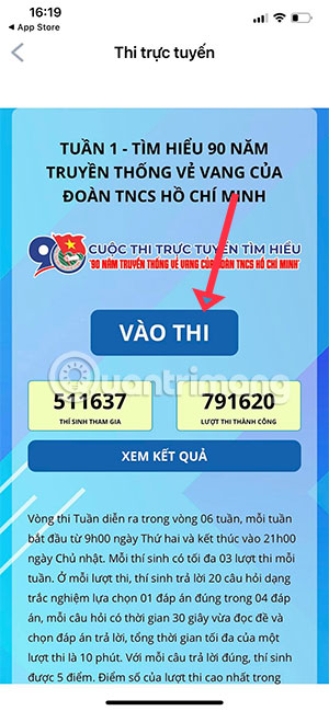 Cách thi trực tuyến trên app Thanh Niên Việt Nam - Ảnh minh hoạ 7
