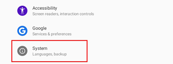 Chọn System trong Settings