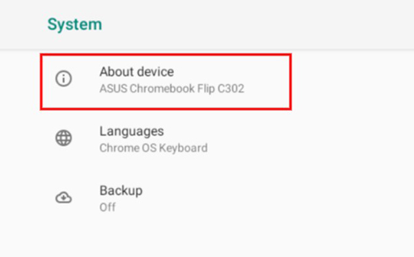 Chọn About device