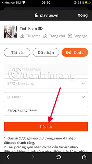 giftcode tình kiếm 3d