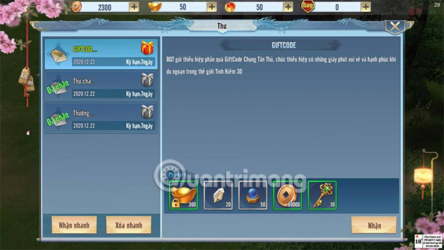 đổi quà giftcode tình kiếm 3d