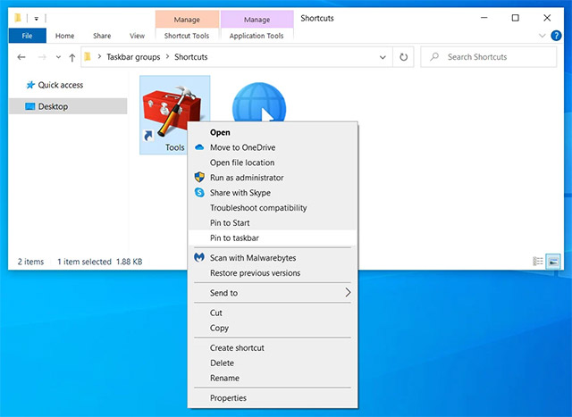 Ghim nhóm vào taskbar