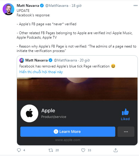 Fanpage của Facebook không còn tích xanh