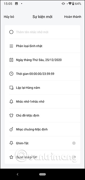 Nhập nội dung sự kiện