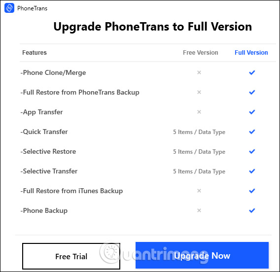 Options for the free version