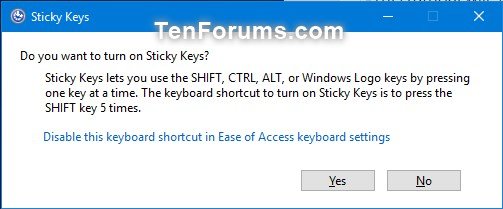 Bật/tắt Sticky Keys bằng phím tắt