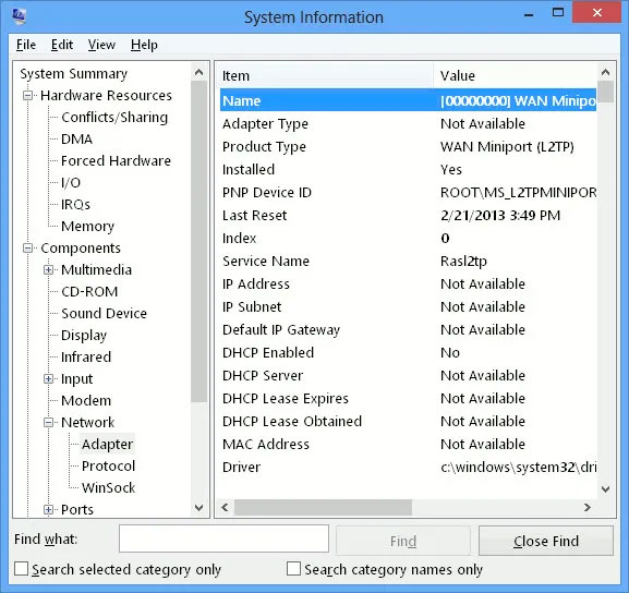 Cách xem chi tiết Network Adapter trong Windows 10