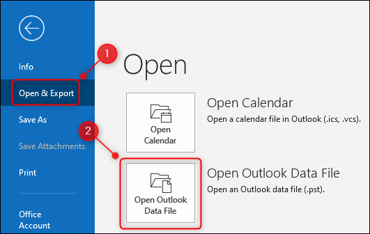 Mở file PST