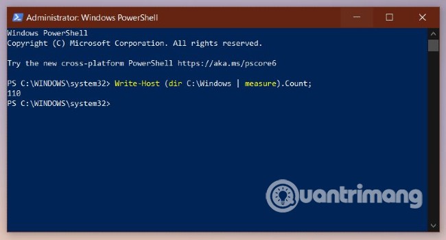 Đếm số lượng file con trong thư mục Windows 10 bằng PowerShell