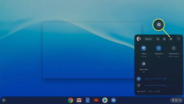 Vào cài đặt của Chromebook