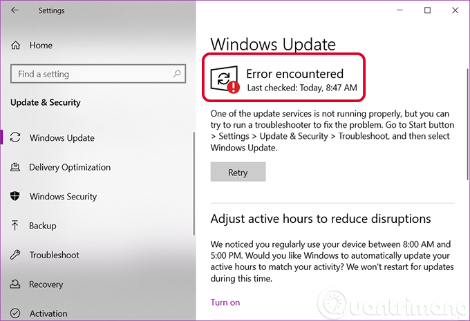 Windows Update gives an error