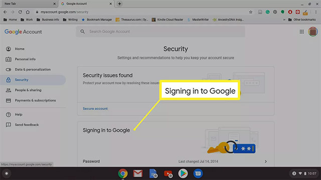 Nhấp vào Signing in to Google