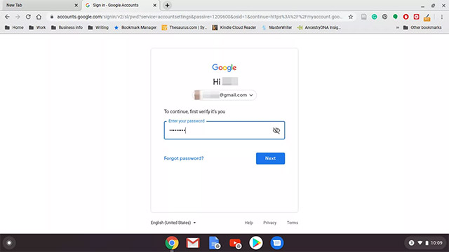 Điền mật khẩu tài khoản Google vào