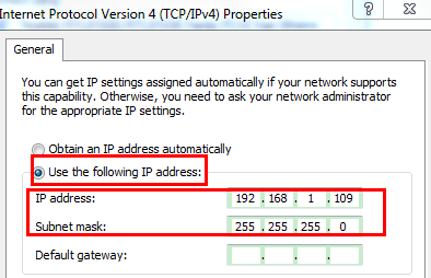 Đặt địa chỉ IP tĩnh là 192.168.0.X