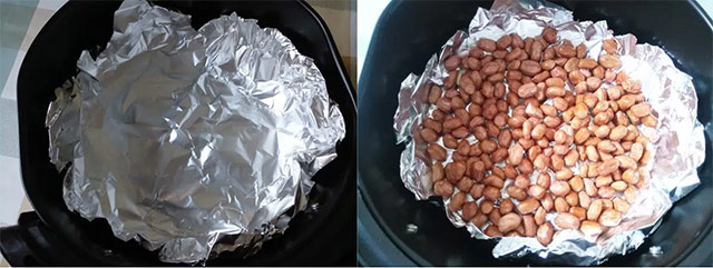 Cho lạc vào nồi