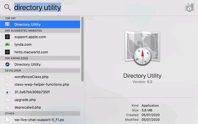 Tìm Directory Utility
