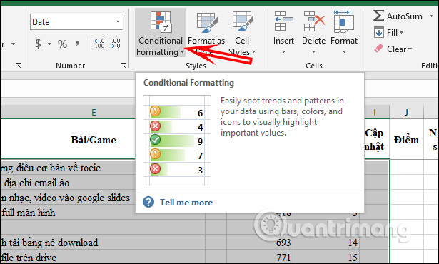 Cách tô màu ô công thức trong Excel tự động