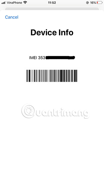 Mã IMEI trên máy