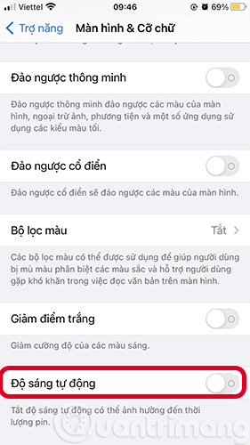 Tắt Độ sáng tự động đi