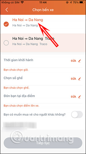 Chọn bến xe