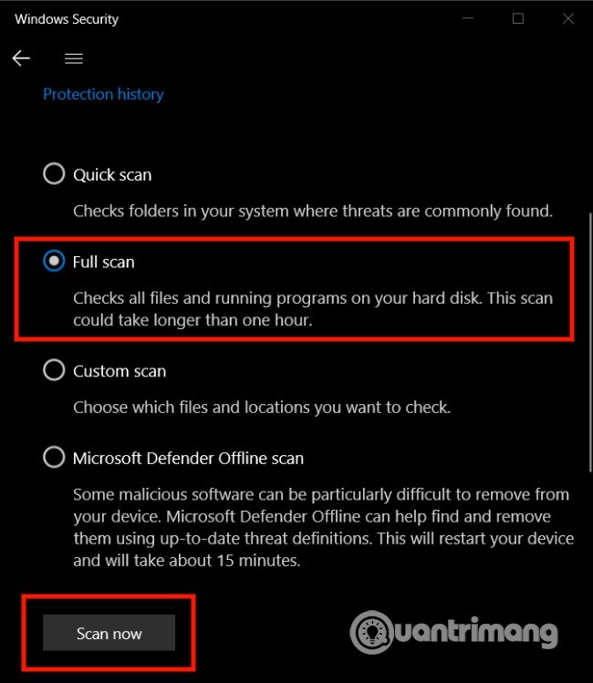 3 cách quét virus toàn hệ thống Windows 10 bằng Microsoft Defender