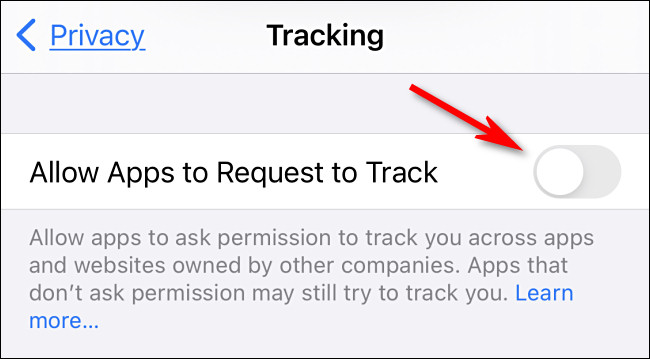 Turn off “Allow Apps to Request to Track”