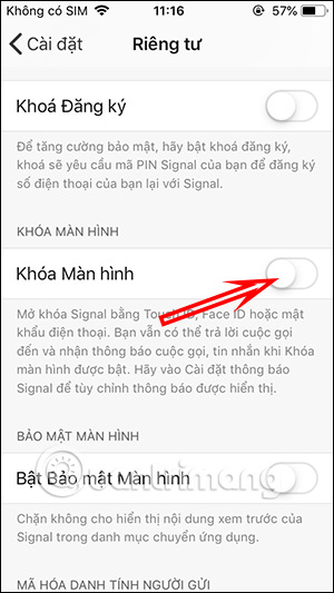 Kích hoạt khóa màn hình