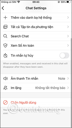 Thiết lập tin nhắn riêng tư 