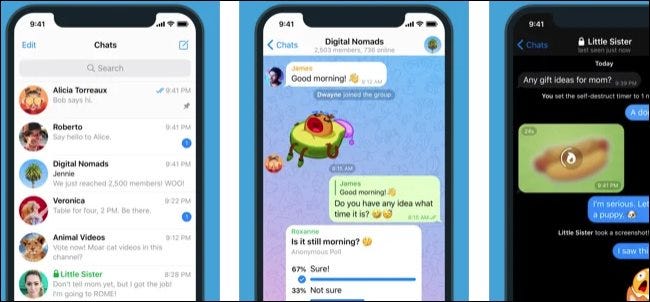 Telegram hỗ trợ một số tính năng thú vị mà Signal không có