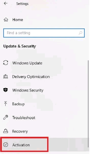 Nhấp vào “Activation”