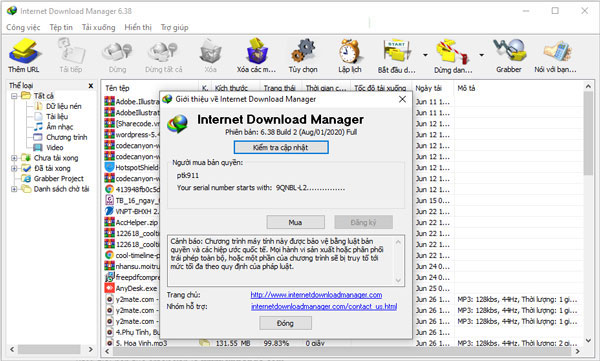 Giao diện cấu hình Internet Download Manager