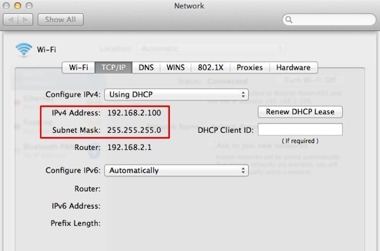 Địa chỉ IP và MAC của bạn được hiển thị trong cài đặt Network