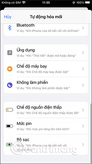 Chọn hành động