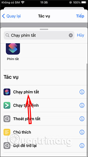 Chạy phím tắt