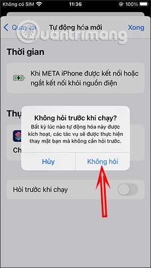 Tắt hỏi khi chạy