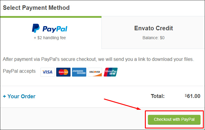 Chọn thanh toán bằng PayPal