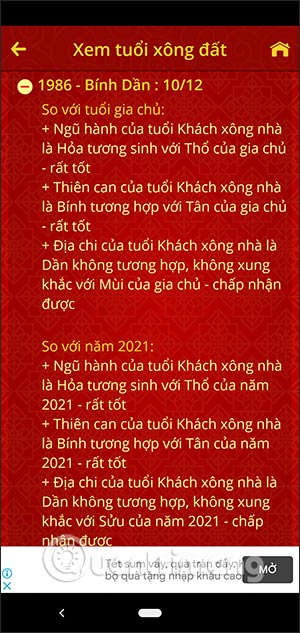 Nội dung chọn tuổi xông đất