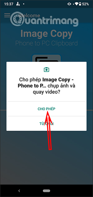 Cho phép dùng máy ảnh