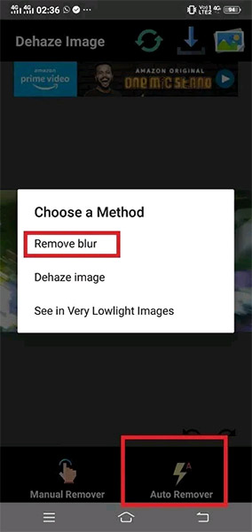 Bấm vào “remove blur”