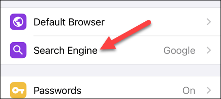 Nhấn vào tùy chọn “Search Engine”.