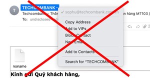 Cảnh giác với email lừa đảo giả mạo ngân hàng Techcombank