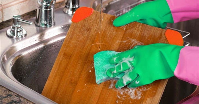 Wash cutting boards properly