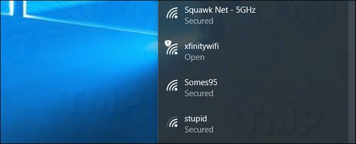 How the SSID is displayed on a laptop