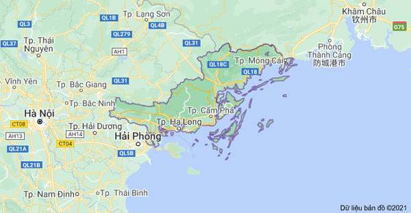 Bản đồ tỉnh Quảng Ninh trên Google Maps.